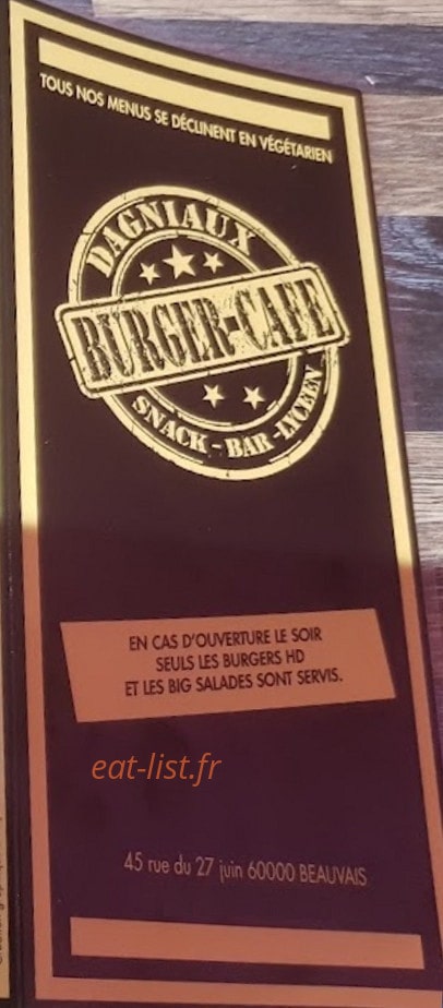 Burger Café — carte page 1