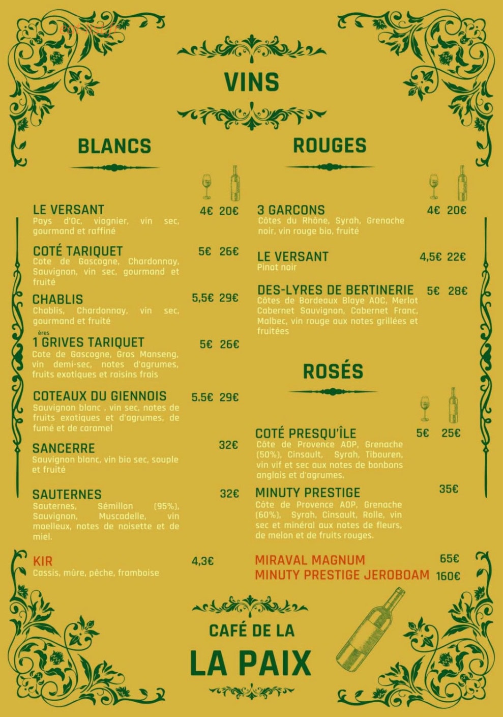 Café de La Paix — carte page 5