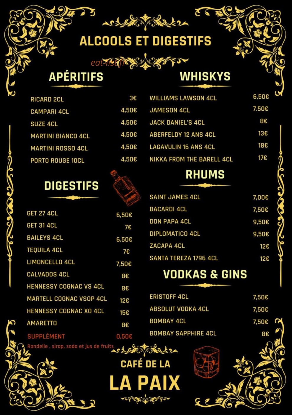 Café de La Paix — carte page 6