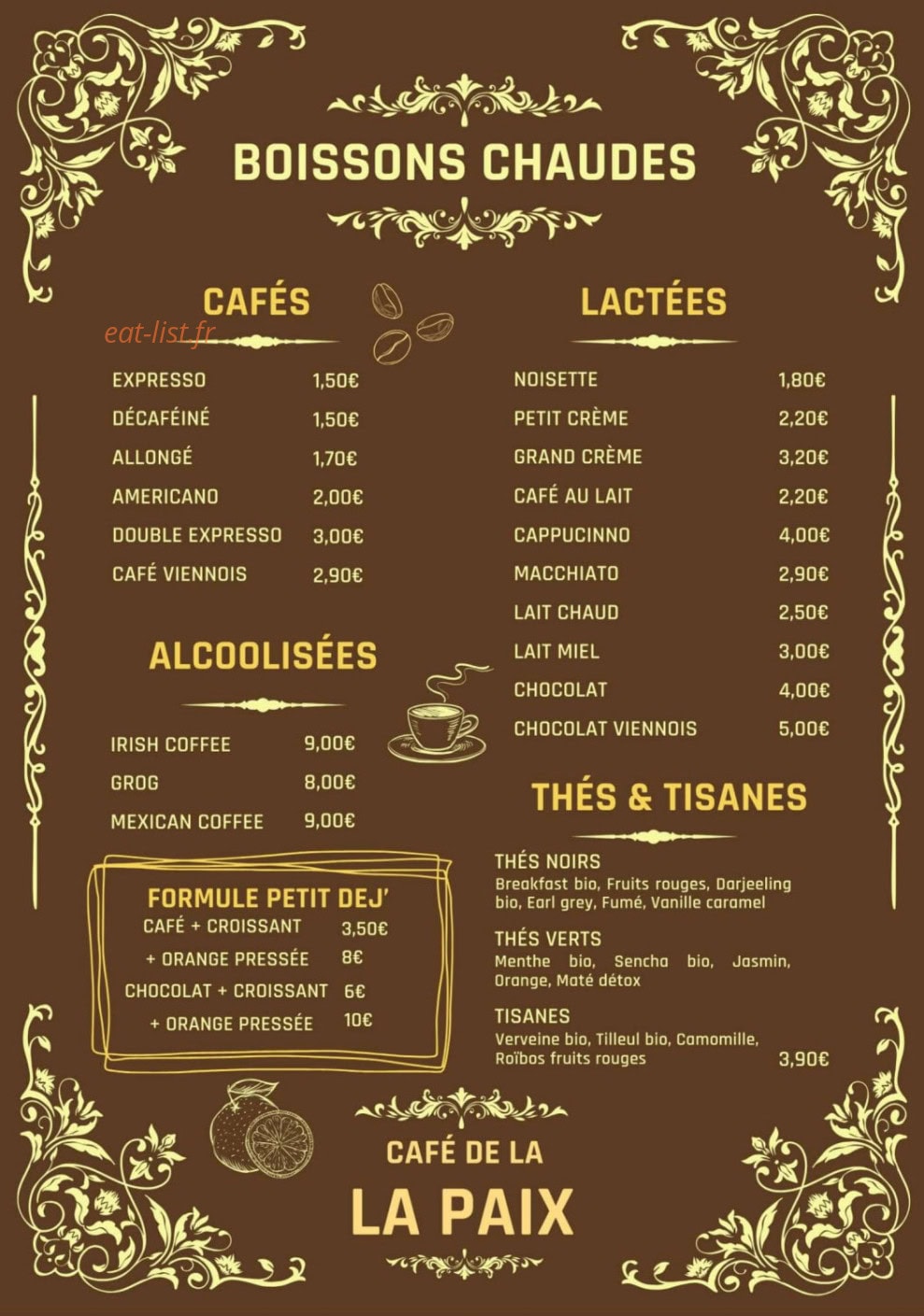 Café de La Paix — carte page 3