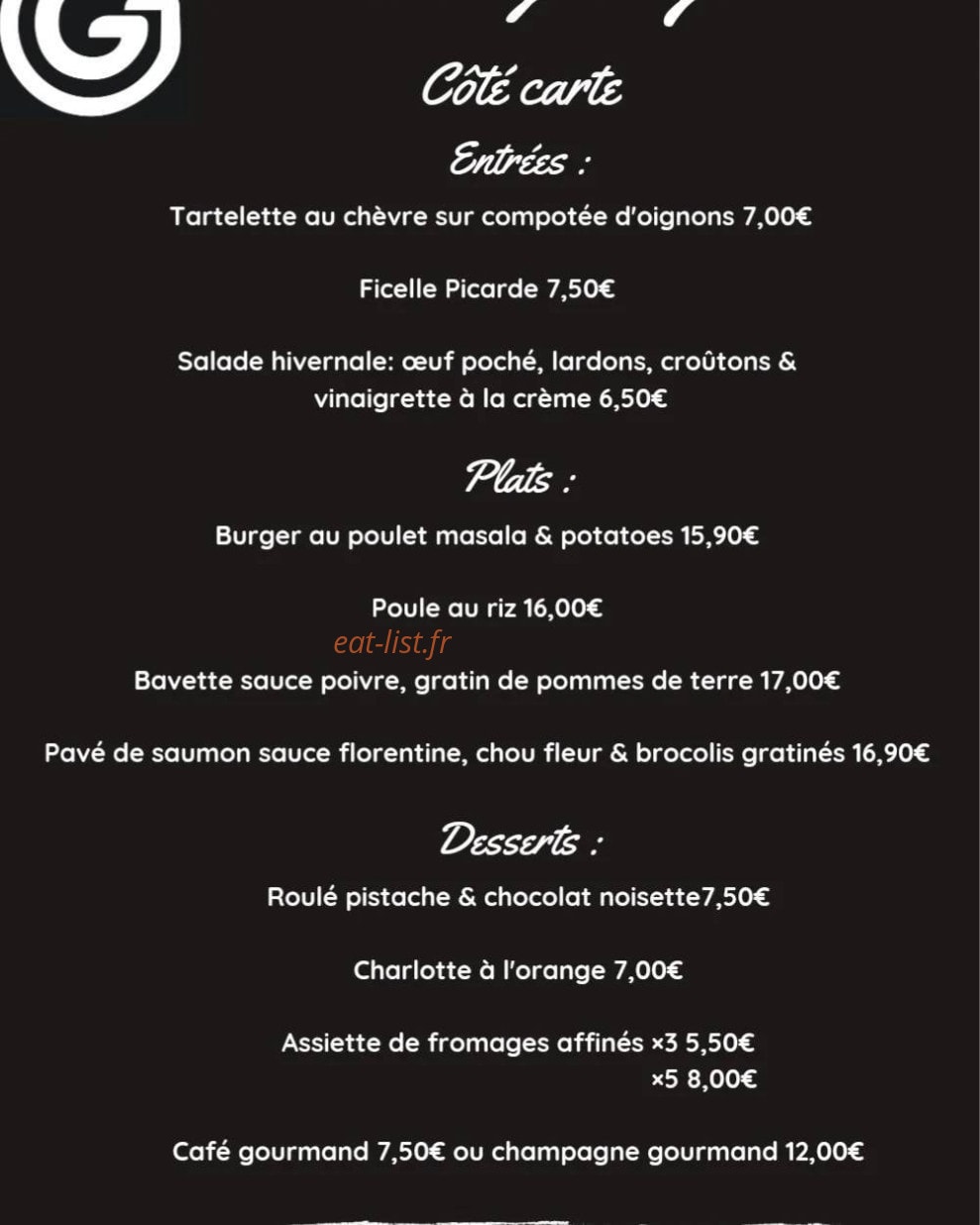 Chez Georges — carte page 1