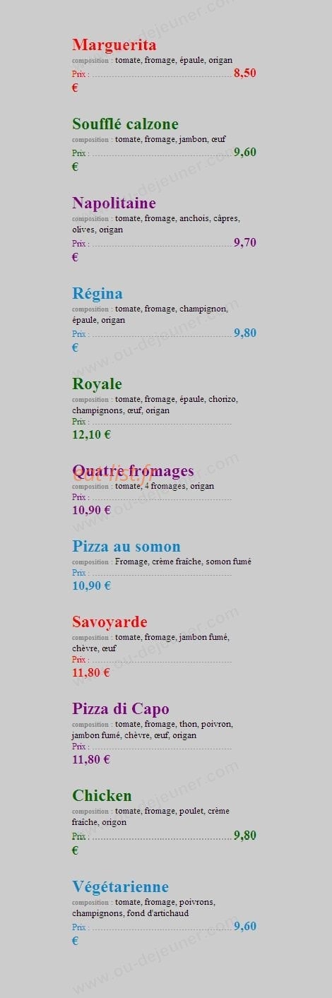 Chez Tony — carte page 4