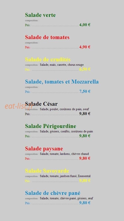 Chez Tony — carte page 3