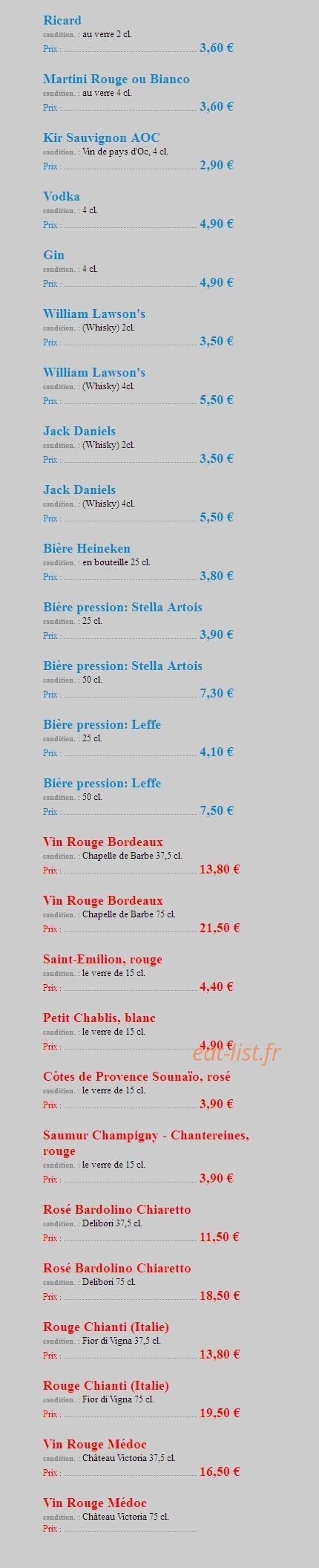Chez Tony — carte page 2