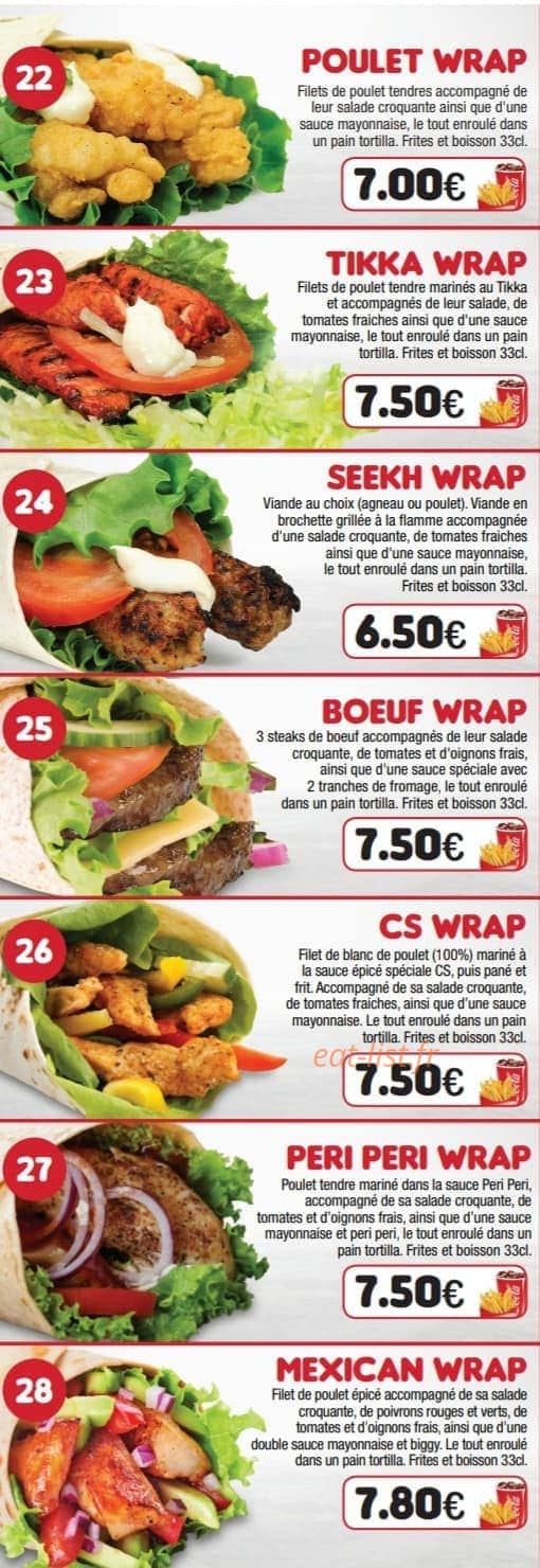 Chicken Spot — carte page 4