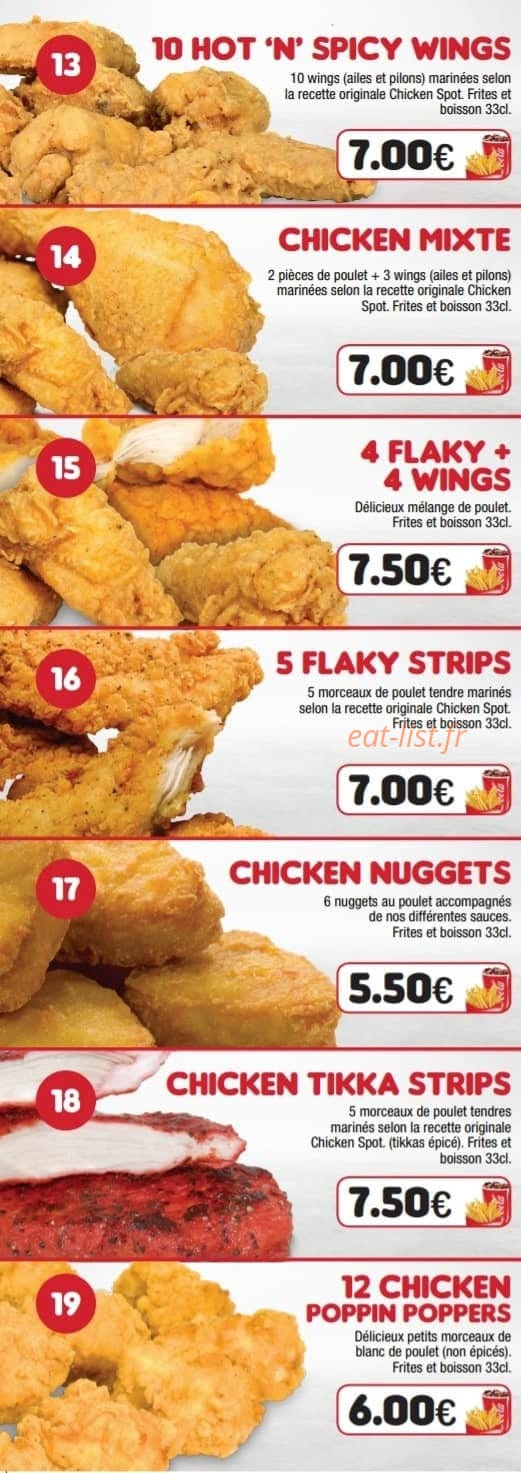 Chicken Spot — carte page 3