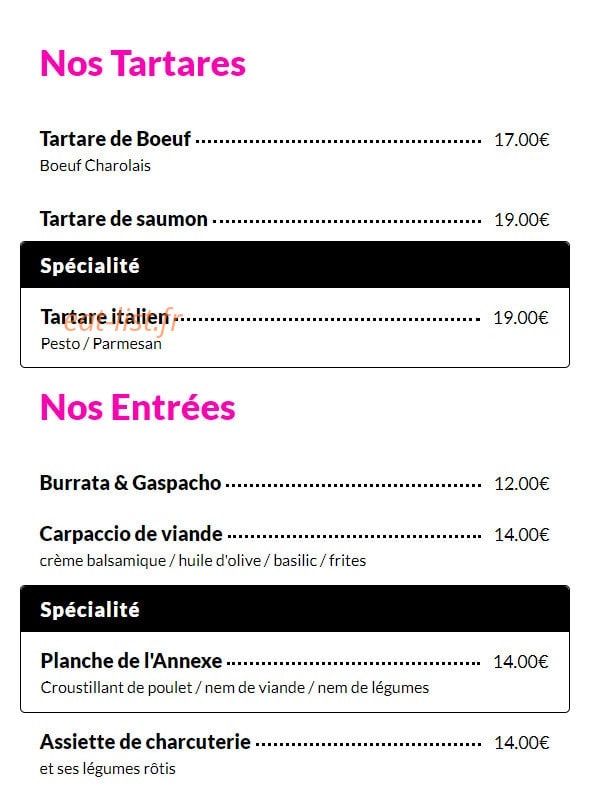 L'Annexe de Chez Ludo — carte page 1
