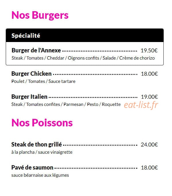 L'Annexe de Chez Ludo — carte page 8