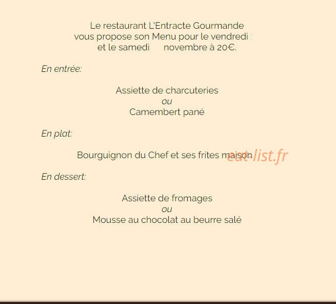 L'entracte Gourmande — carte page 5