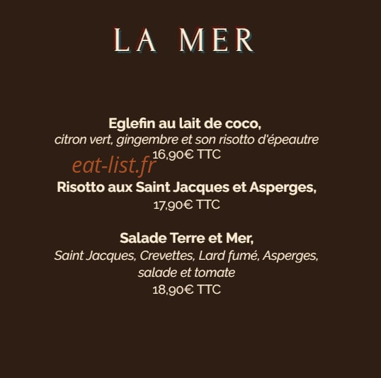 L'entracte Gourmande — carte page 2