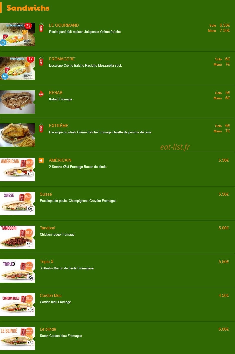 Le coin gourmand — carte page 1