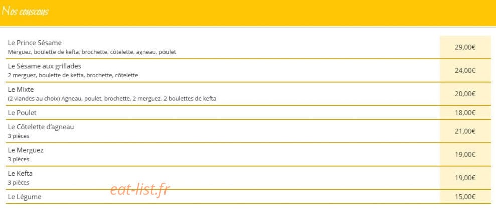 Le Sesame — carte page 2