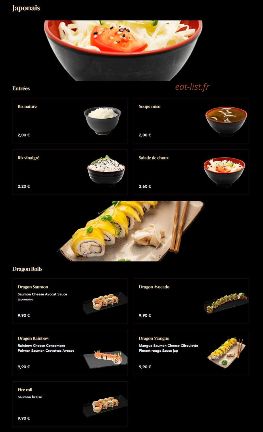 Miam Jap x Thai — carte page 2