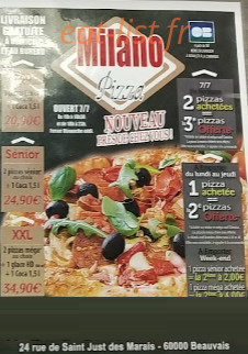 Milano Pizza — carte page 1