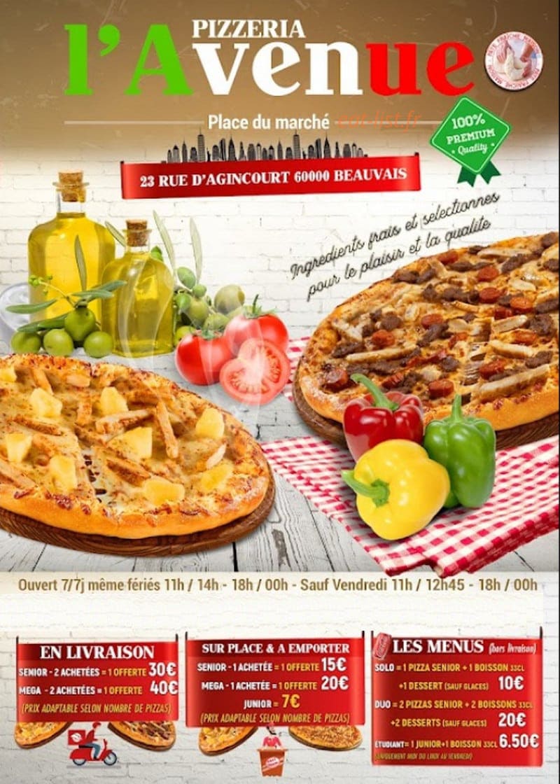 Pizzeria L'Avenue — carte page 1