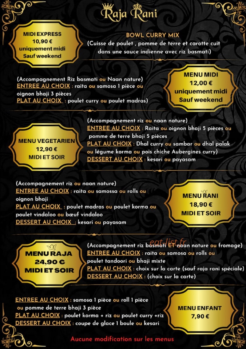 Raja Rani Indienne — carte page 2