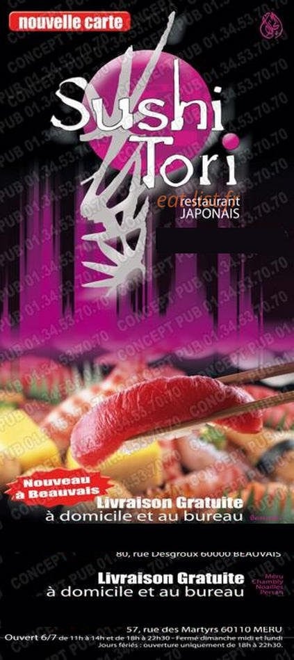 Sushi Tori — carte page 1