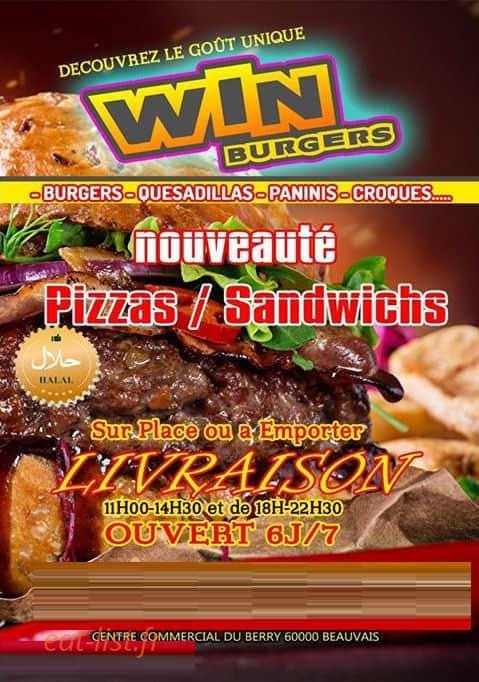 Win burgers — carte page 1