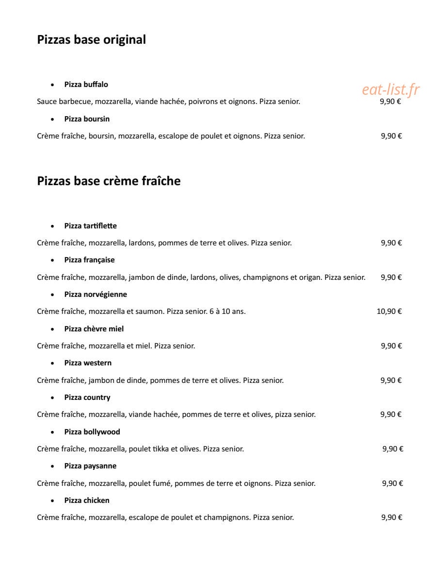 All 5 Pizza — carte page 2