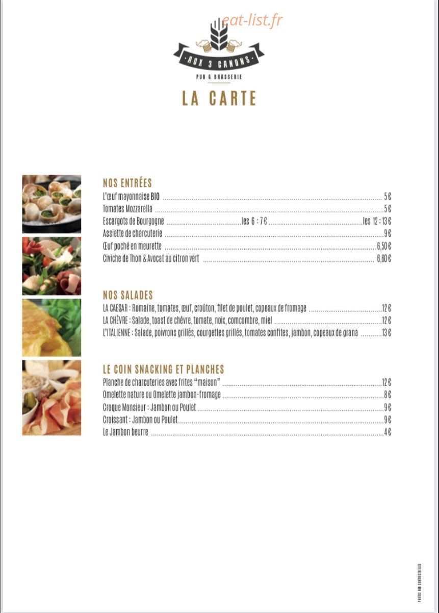 Aux 3 canons — carte page 1