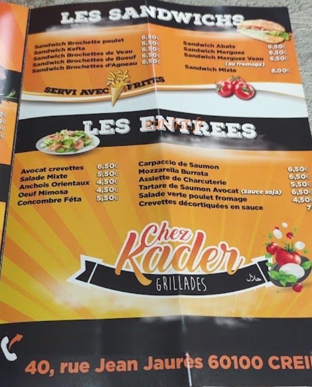 Chez Kader — carte page 2