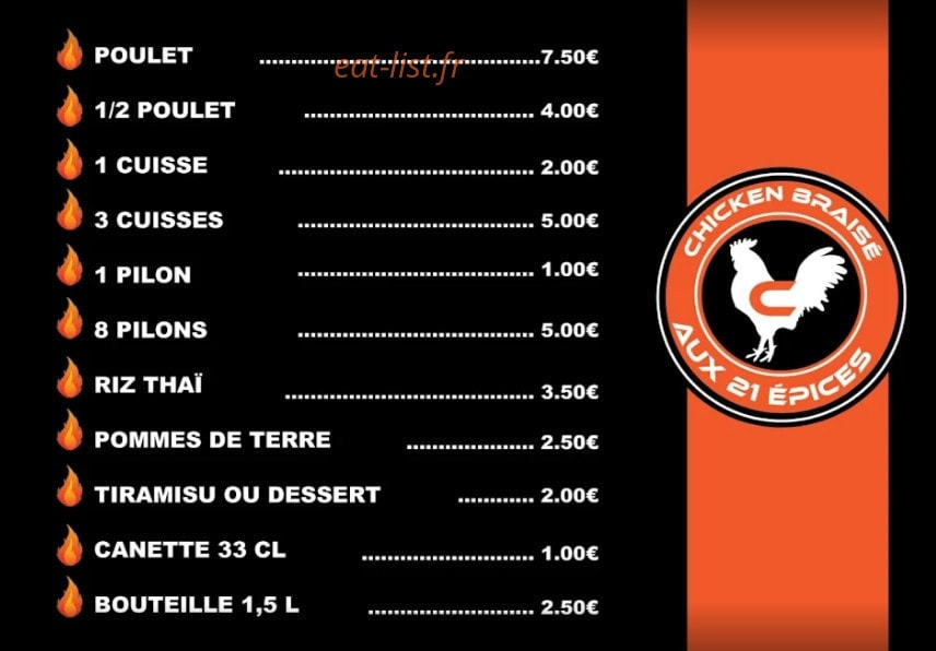 Chicken braisé aux 21 épices — carte page 2