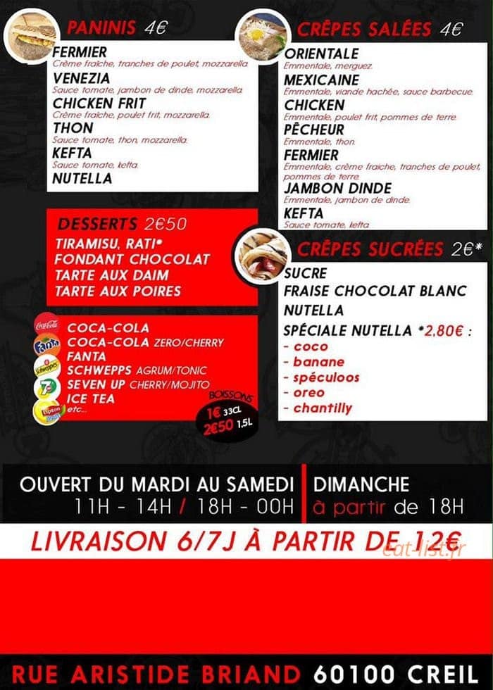 Chrono Pizza — carte page 1