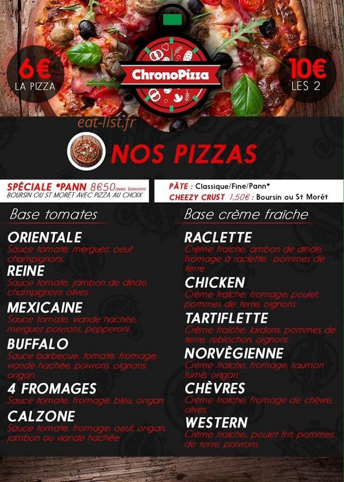 Chrono Pizza — carte page 2