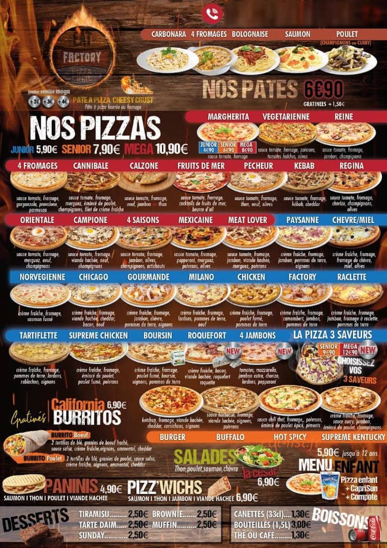 Eat Factory Pizza — carte page 2