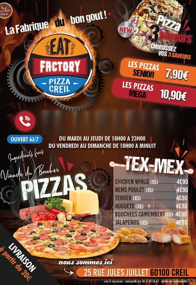 Eat Factory Pizza — carte page 1