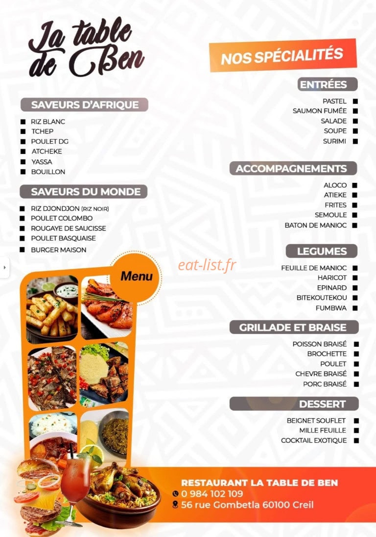 La Table de Ben — carte page 2