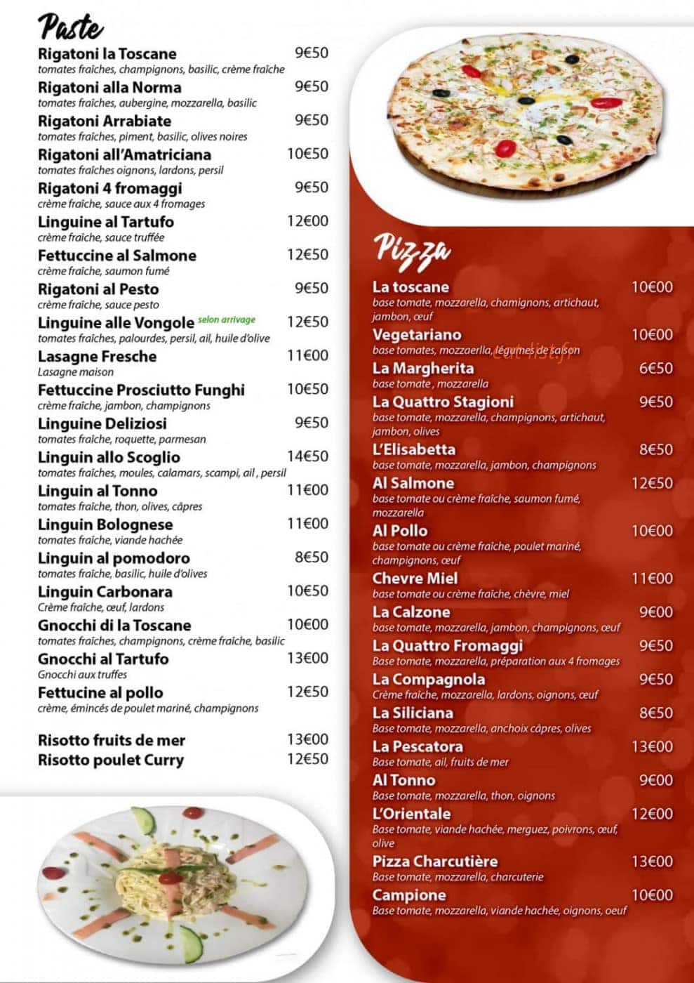 La Toscane   Creil menu  et photos 