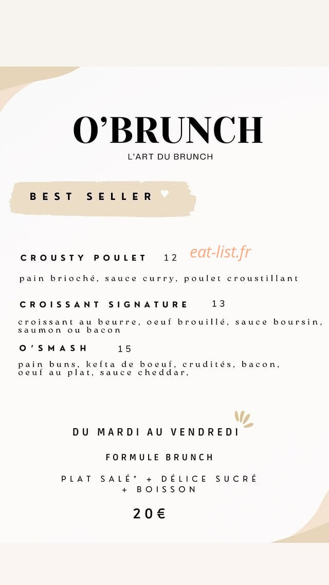 O'Brunch — carte page 1