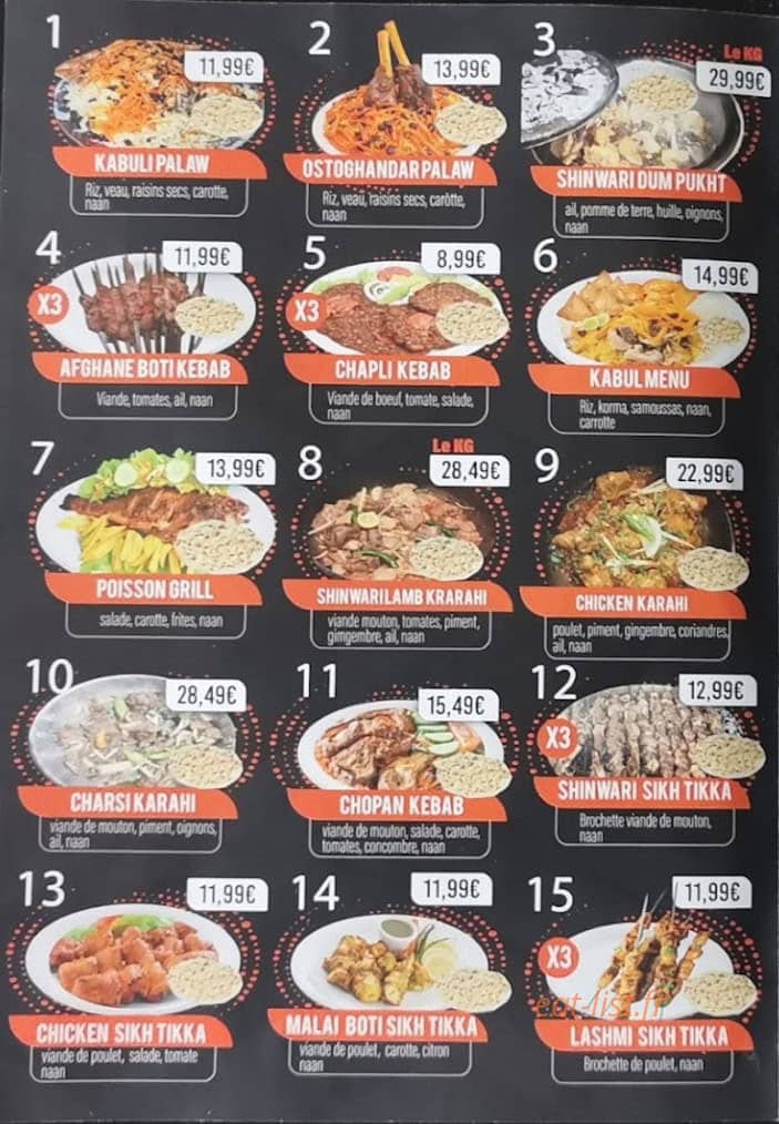 Pamir Grill — carte page 1