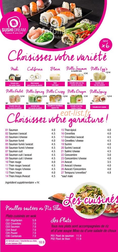 Sushi Dream — carte page 3