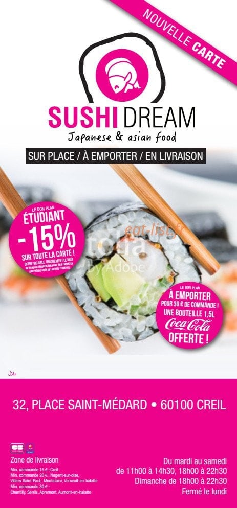 Sushi Dream — carte page 1