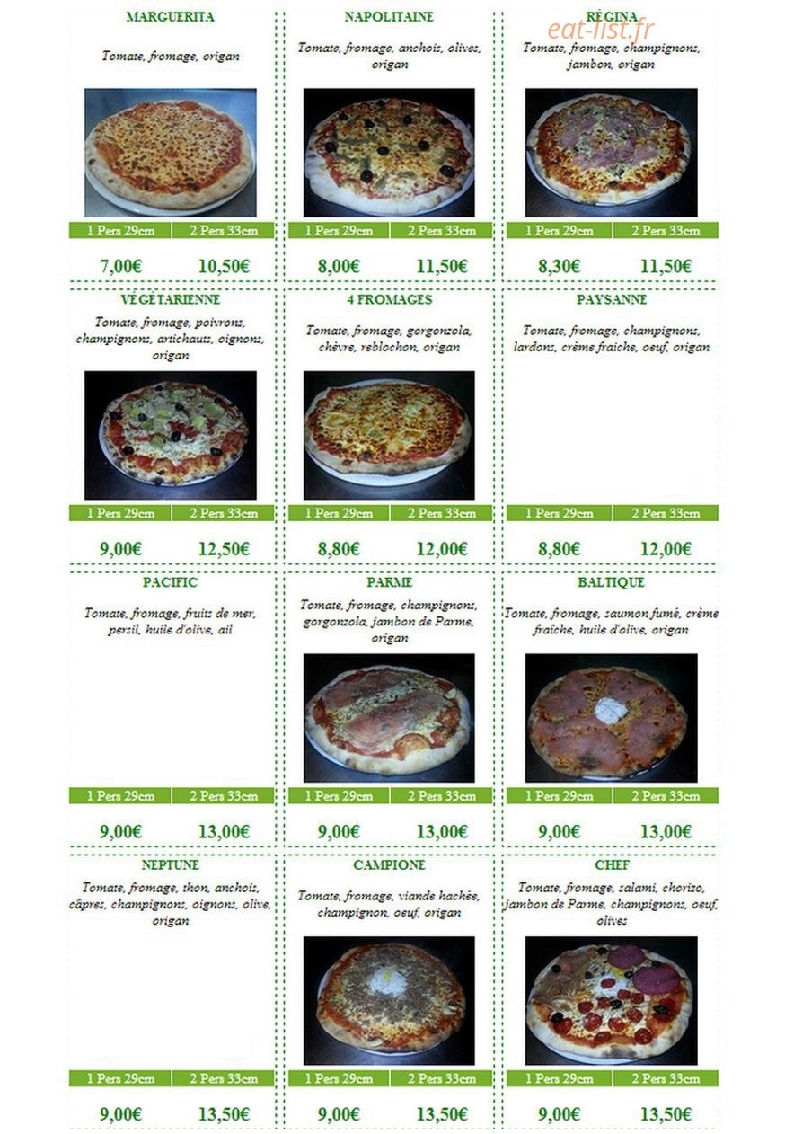 L'azzuro Pizza — carte page 1
