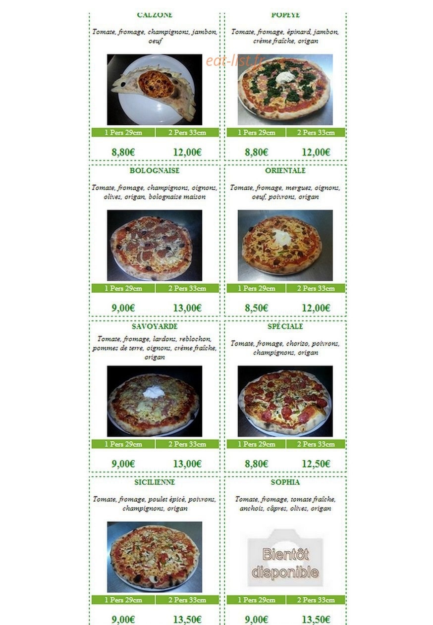 L'azzuro Pizza — carte page 2