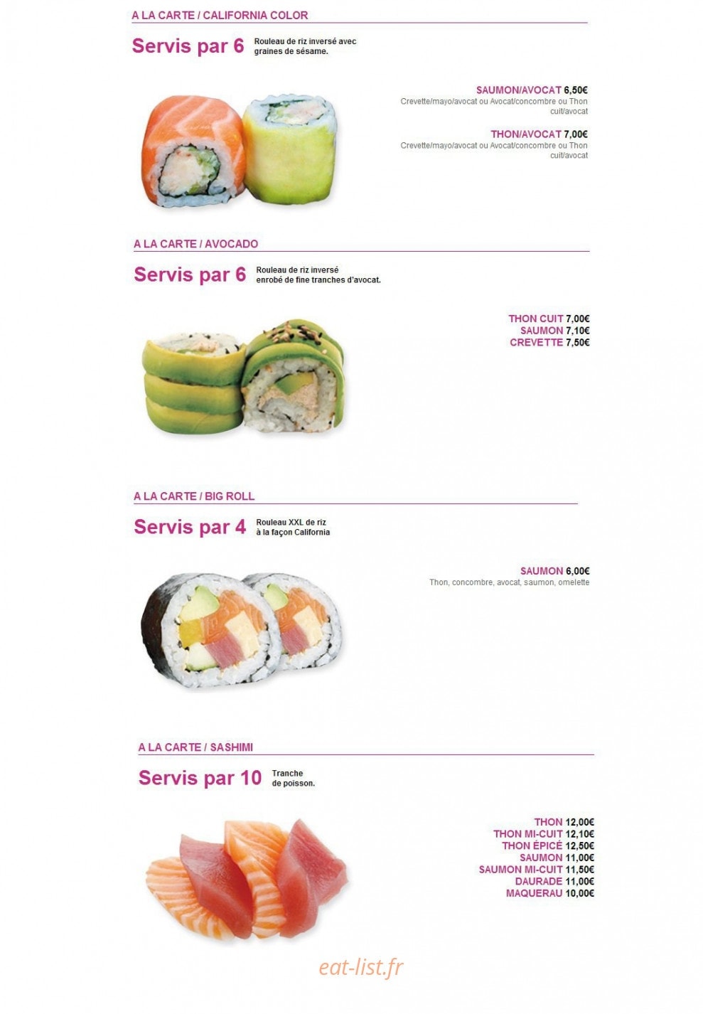 Sushi Tori — carte page 12