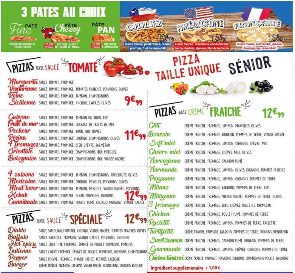 Milly pizza — carte page 2
