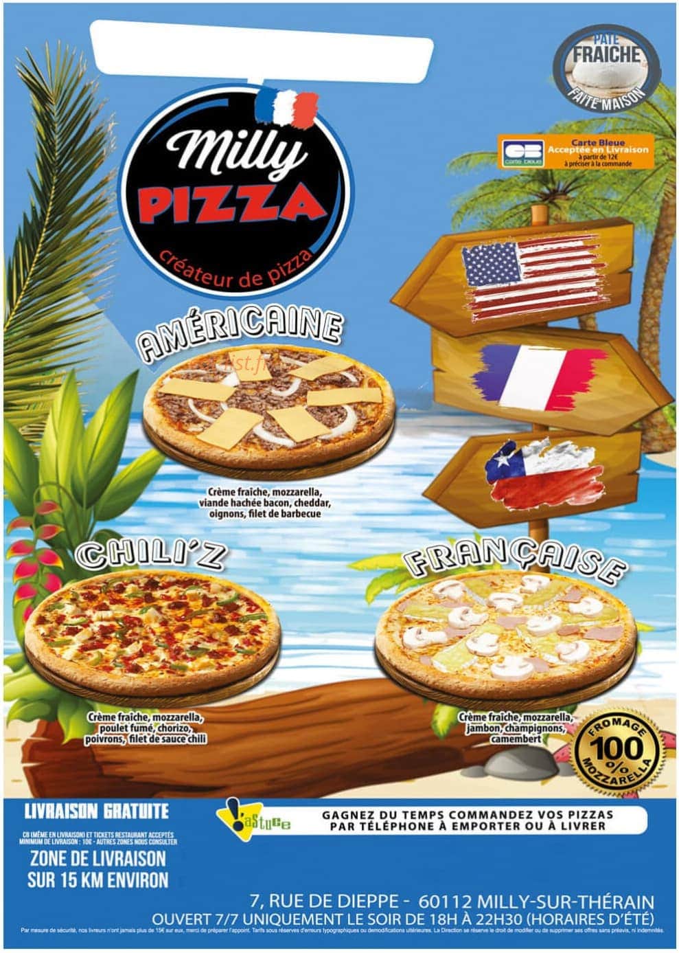 Milly pizza — carte page 1