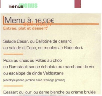 Restaurant Pizzeria Tony — carte page 1