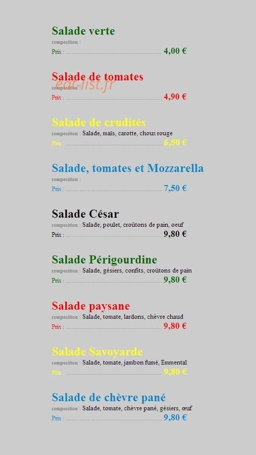 Restaurant Pizzeria Tony — carte page 4
