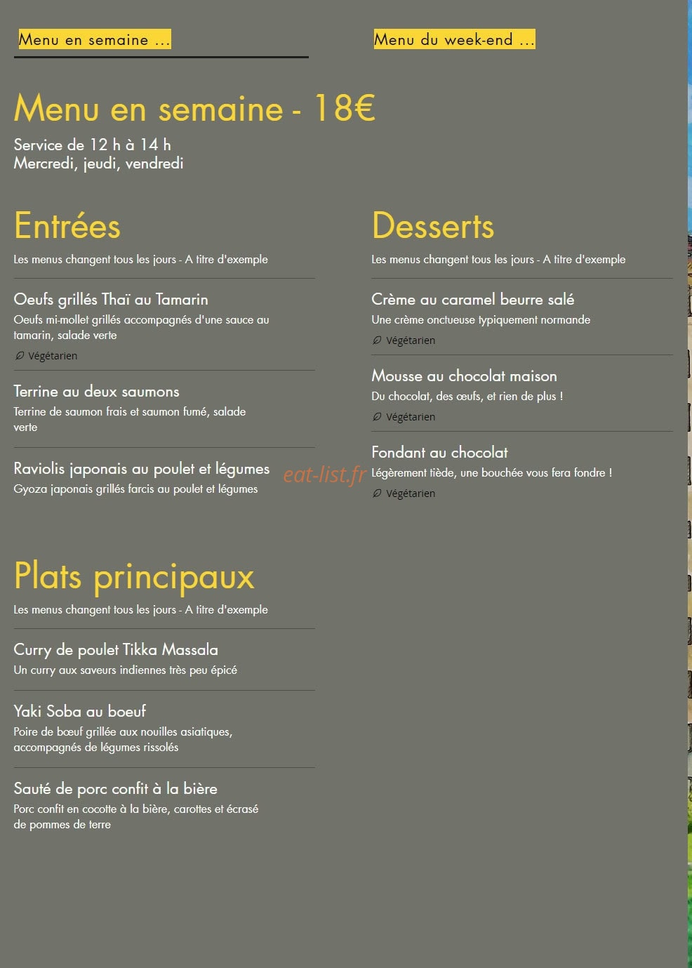 Le Comptoir de l'École — carte page 1