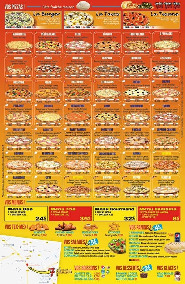 7 pizza — carte page 2