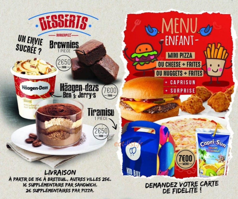 Burger Pizz — carte page 4