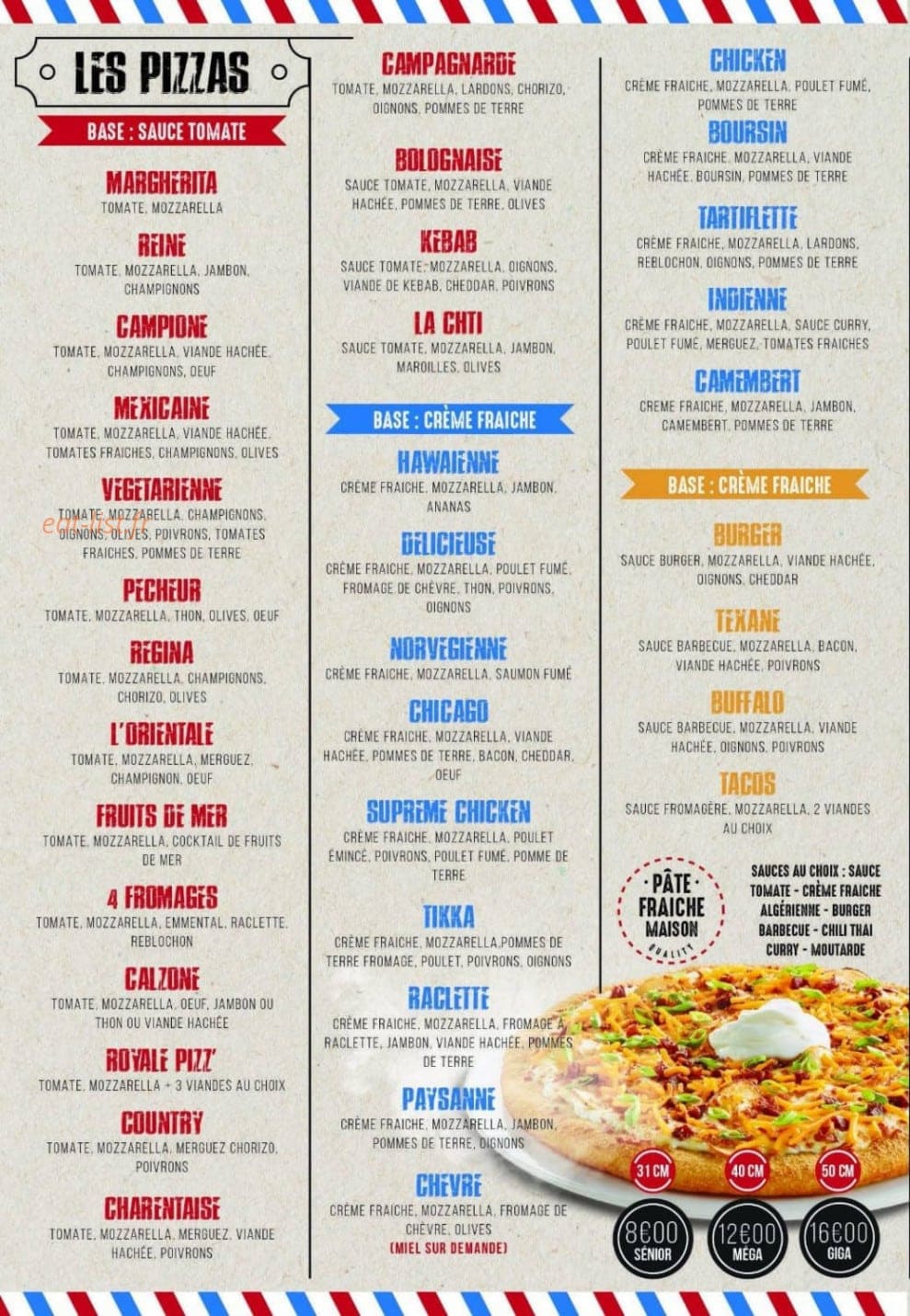 Burger Pizz — carte page 1