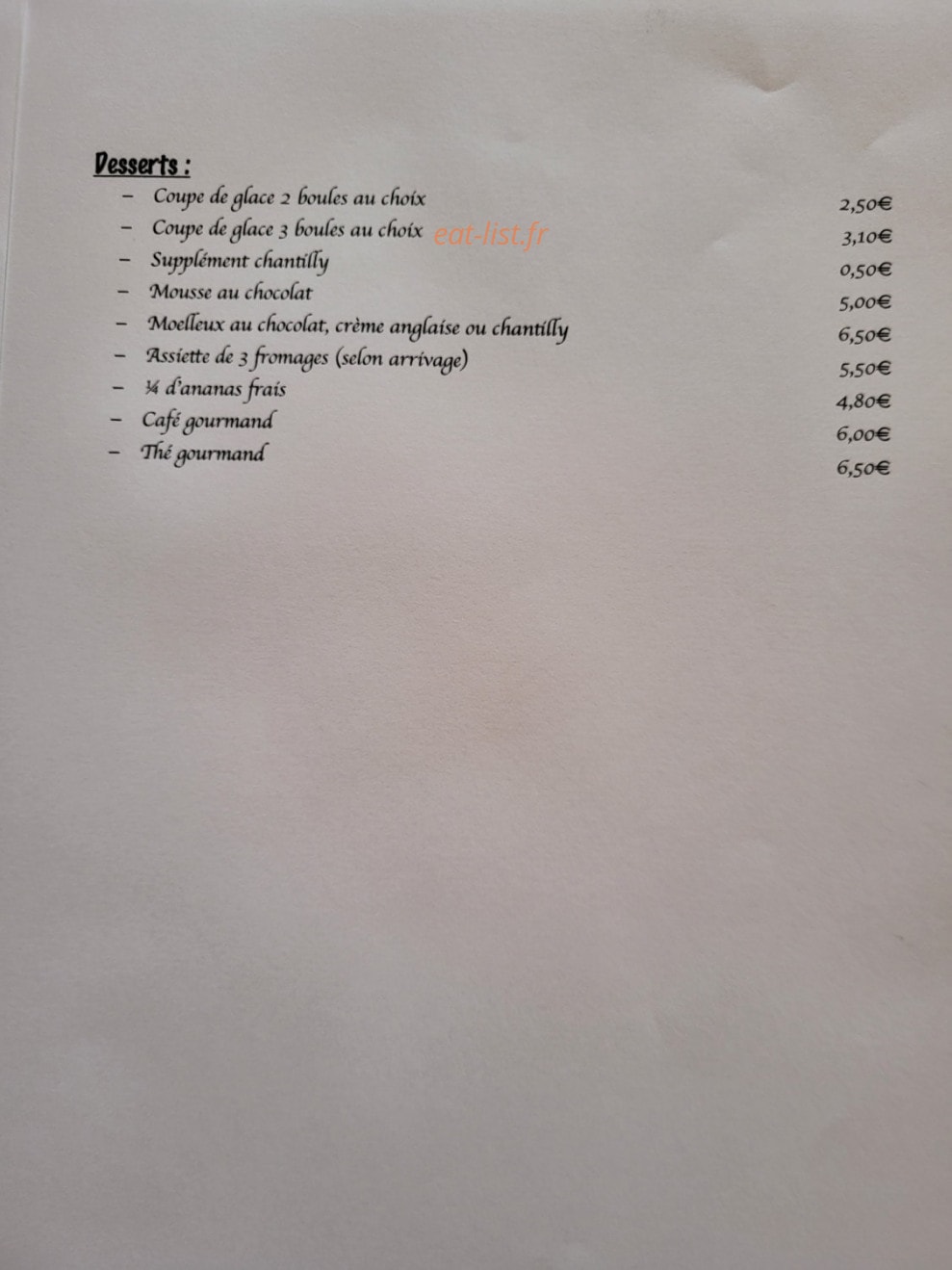 Le Cosy — carte page 2