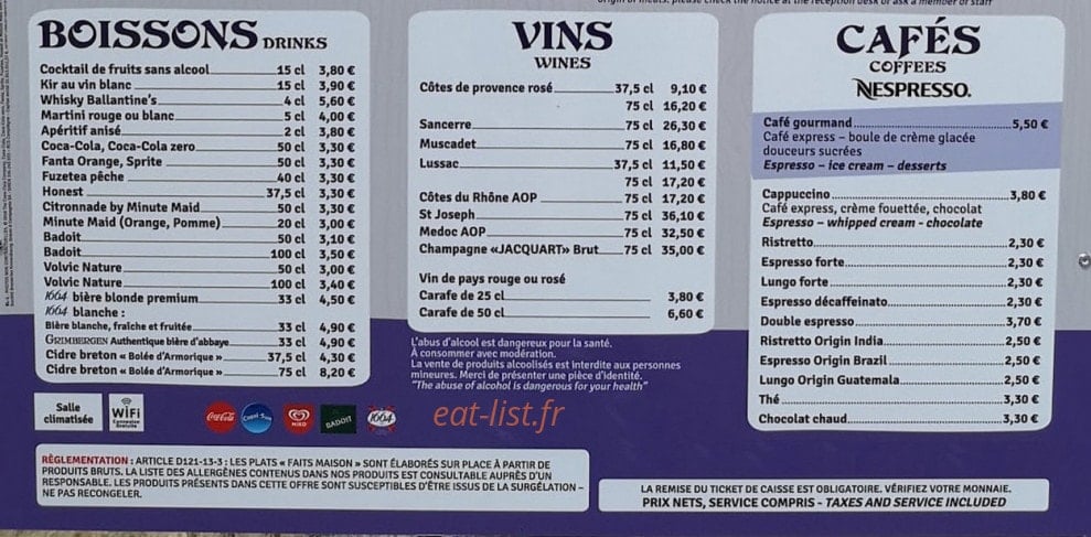 Le Restaurant du Lac — carte page 3