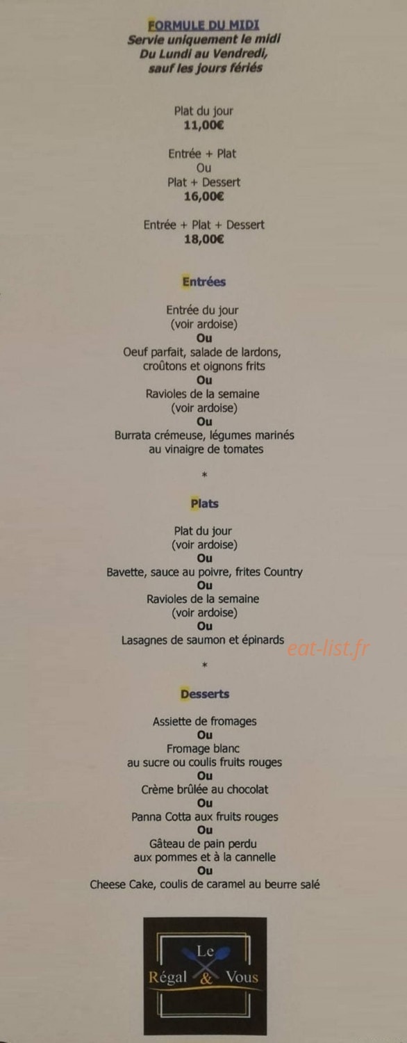 Le Régal et Vous — carte page 3